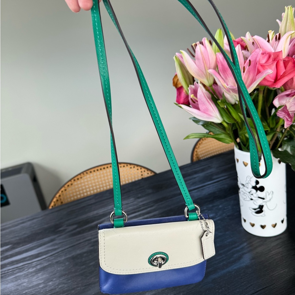 Coach Blue and Cream Mini Bag - Picture 2 of 6